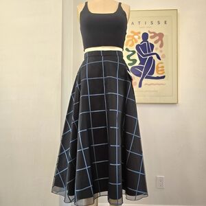 Elegant Black and Blue Checkered Skirt